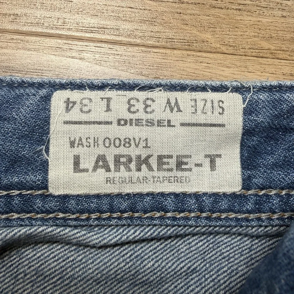 Diesel Larkee-T Jeans Men 33x34 Blue Regular Tapered Distressed‎ Denim 008V1